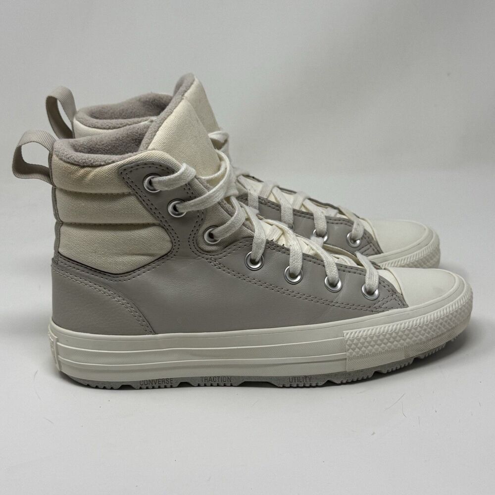 Converse Berkshire Boots Womens 7 Papyrus Beige Leather Fleece Lined NO INSOLES